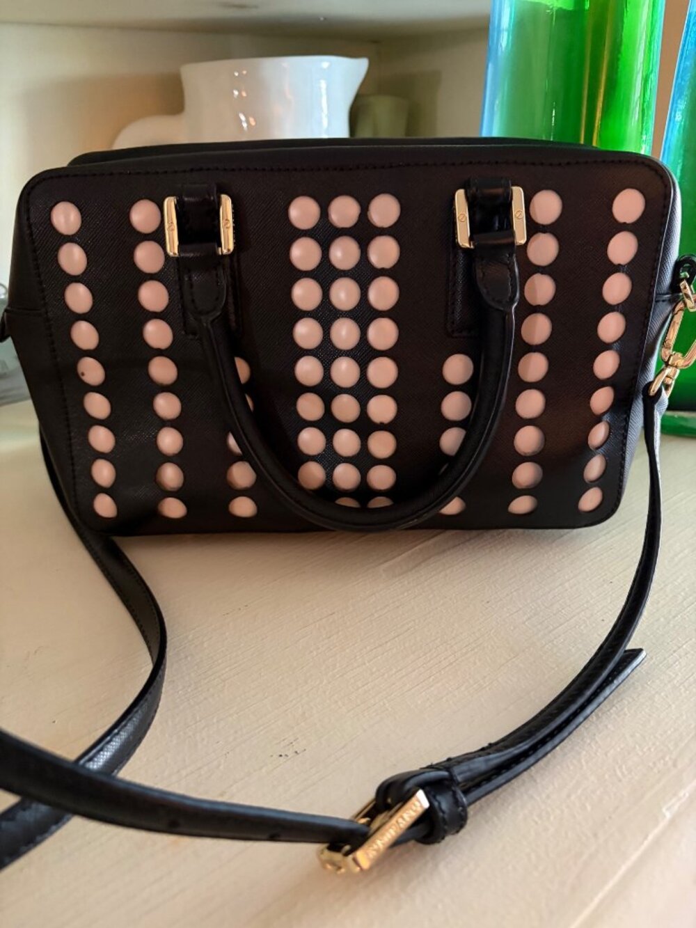 Tory Burch Robinson Black White Saffiano Leather Lily Square Satchel Bag Limited - Picture 2 of 12